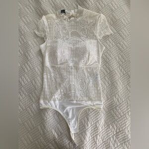 Bebe White Lace Bodysuit